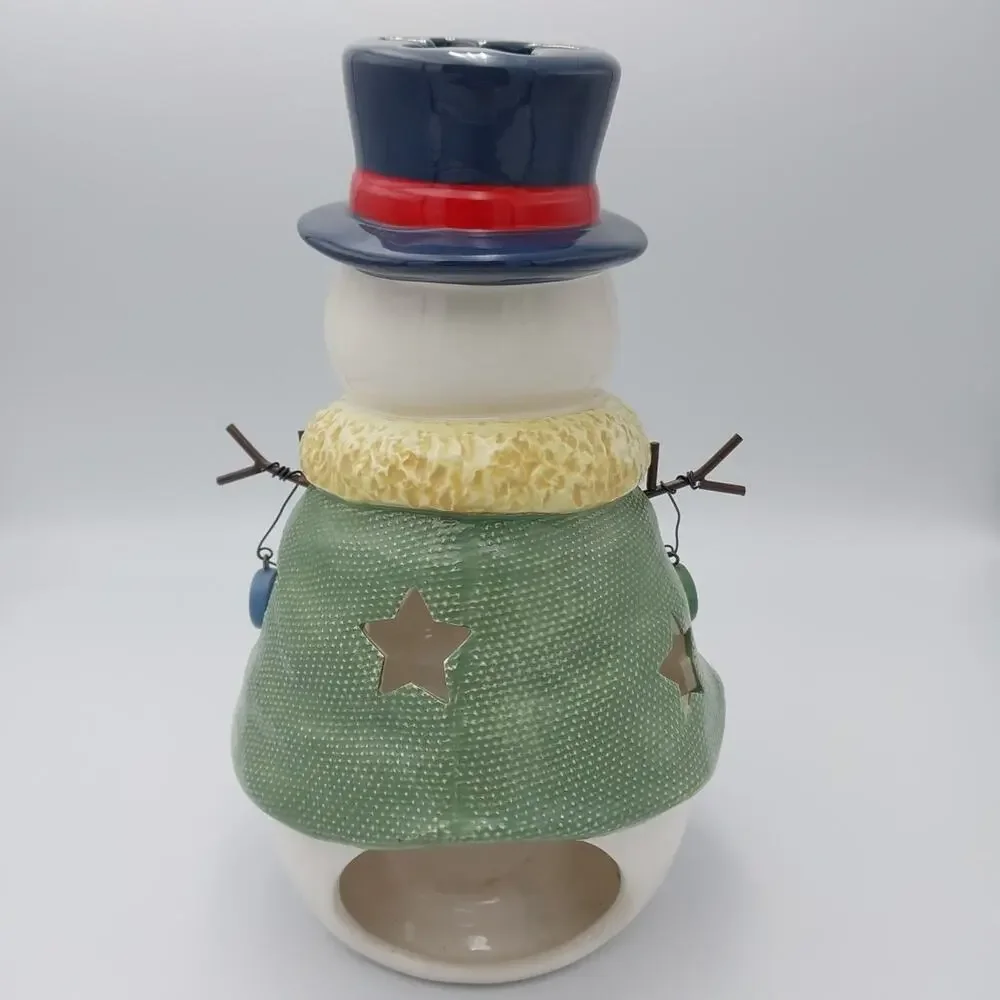 SNOWMAN BLUE HAT AND GREEN COAT NOVELTY TEALITE HOLDER‎ Country Stars
